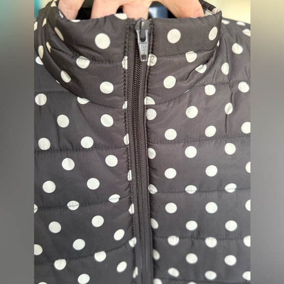LOFT Brown and Burgundy Polka Dot Puffer Vest – Size Large - Picture 7 of 8